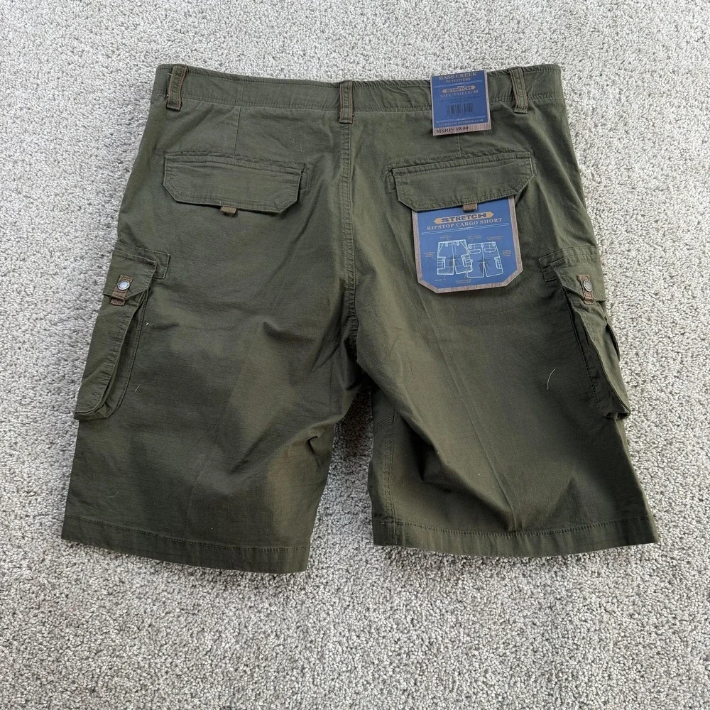 Bass Creek Outfitters Cargo Shorts Mens 40 Green Stretch Outdoor Casual Summer